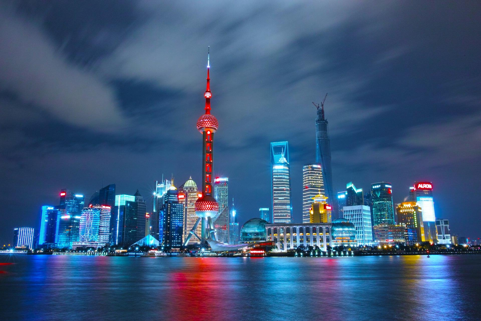 Shanghai skyline at dusk