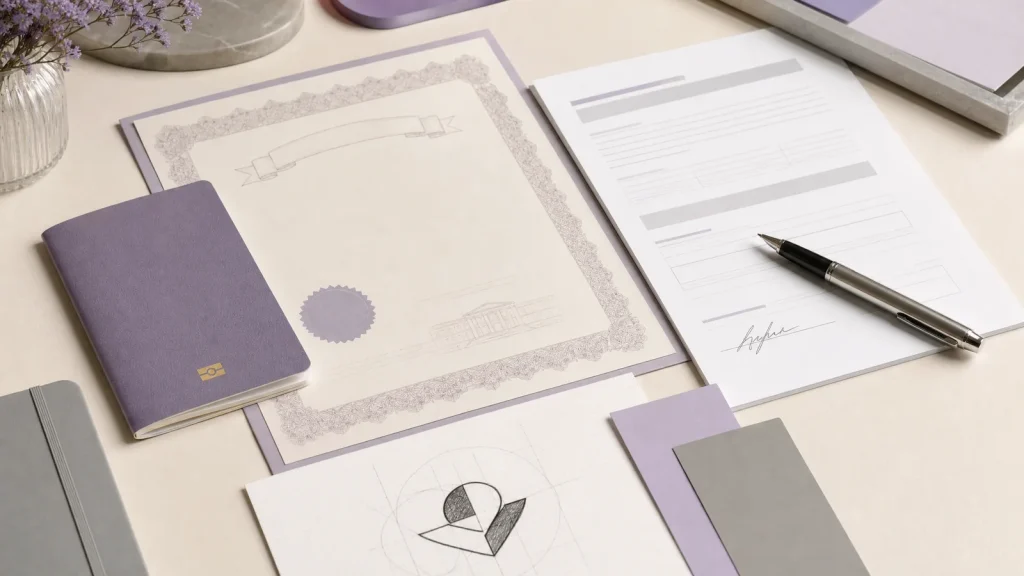 Passport, company certificate and trademark application forms