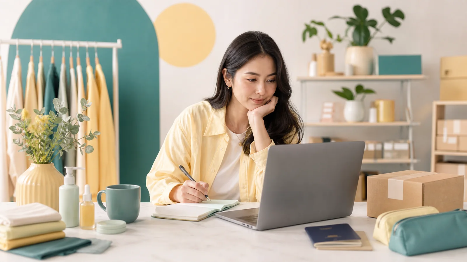 Founder reviewing China trademark documents at a desk